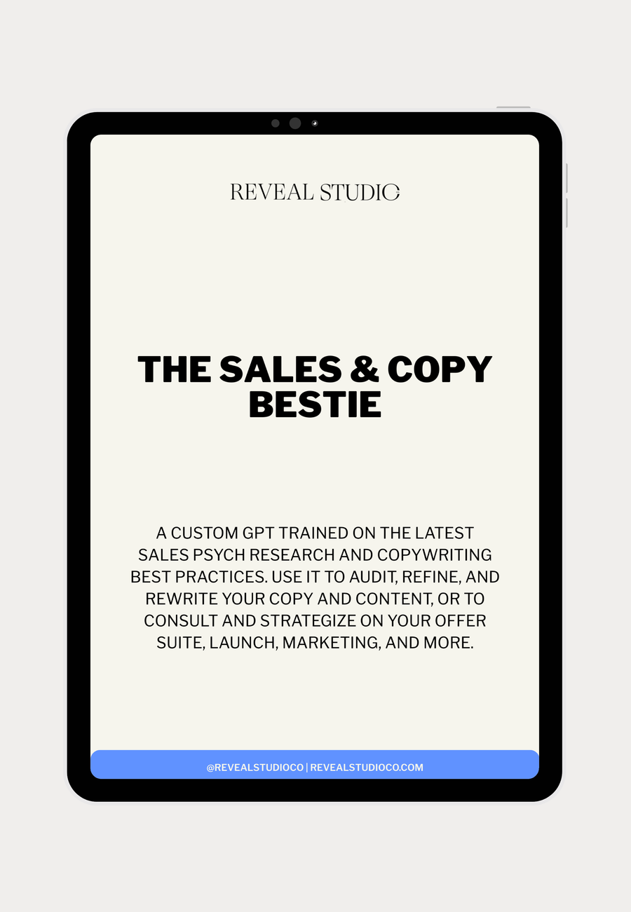 Reveal Studio Co. Sales & Copy Bestie (Custom GPT)